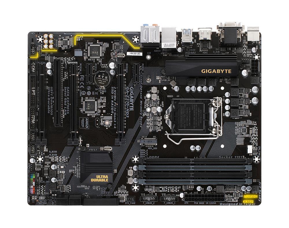 GA-Z270-HD3-NBP Gigabyte GA-Z270-HD3 LGA1151 Intel 2-Way Crossfire ATX DDR4 Motherboard (Refurbished)
