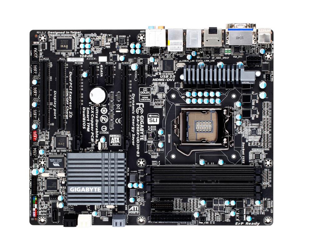GA-Z68X-0D3H-B3 Gigabyte Ultra Durable3 Intel Z68(B3) Express Chipset Socket H2 LGA-1155 ATX Motherboard (Refurbished)