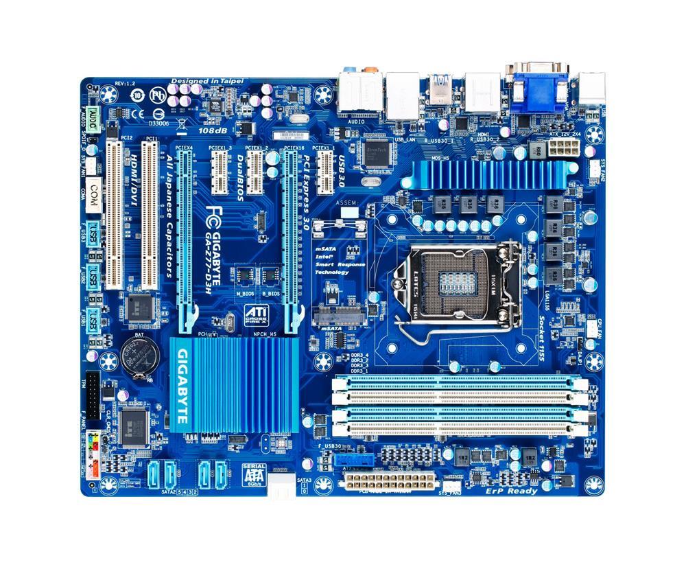 GA-Z77-D3H (rev. 1.0) Gigabyte Socket LGA 1155 Intel Z77 Express Chipset Core i7 / i5 / i3 / Pentium / Celeron Processors Support DDR3 4x DIMM 2x SATA 6.0Gb/s ATX Motherboard (Refurbished)