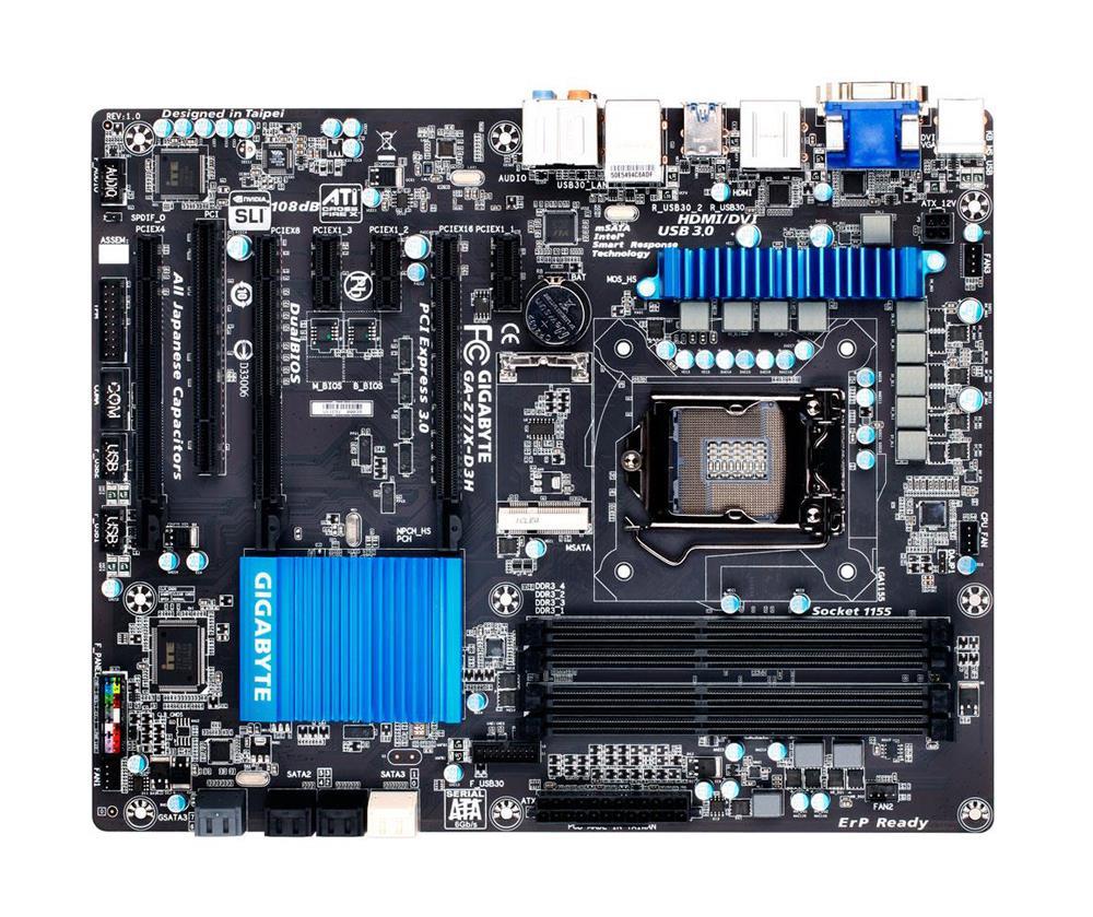 GA-Z77X-D3H(rev.1.1) Gigabyte Socket LGA 1155 Intel Z77 Express Chipset Core i7 / i5 / i3 / Pentium / Celeron Processors Support DDR3 4x DIMM 2x SATA 6.0Gb/s ATX Motherboard (Refurbished) GA-Z77X-D3H (rev. 1.1)