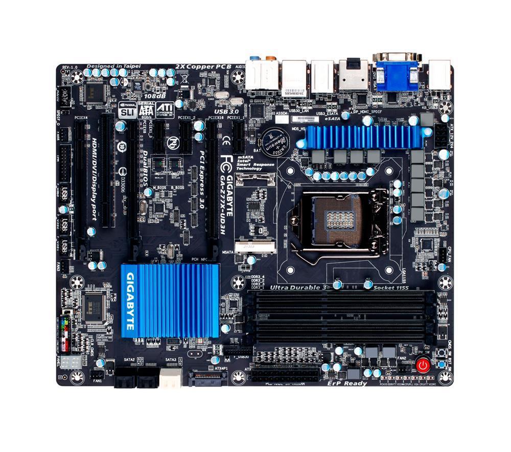 GA-Z77X-UD3H-WBWIFI Gigabyte Socket LGA 1155 Intel Z77 Express Chipset Core i7 / i5 / i3 / Pentium / Celeron Processors Support DDR3 4x DIMM 4x SATA 3.0Gb/s ATX Motherboard (Refurbished) GA-Z77X-UD3H-WB WIFI