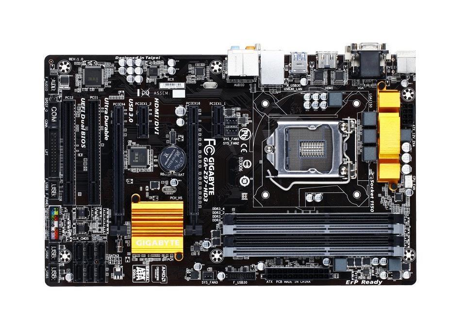 GA-Z97-HD3(rev.2.1) Gigabyte Socket LGA 1150 Intel Z97 Express Chipset Core i7 / i5 / i3 / Pentium / Celeron Processors Support DDR3 4x DIMM 6x SATA 6.0Gb/s ATX Motherboard (Refurbished) GA-Z97-HD3 (rev. 2.1)