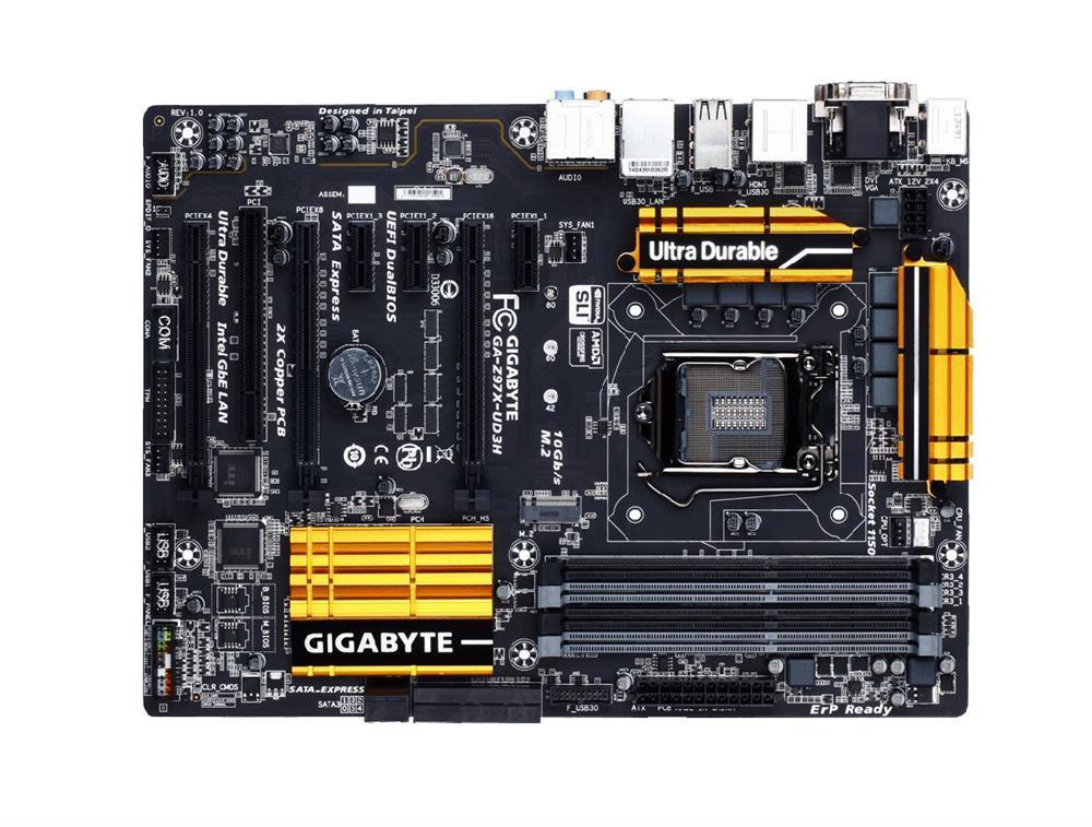 GA-Z97X-UD3H (rev. 1.2) Gigabyte Socket LGA 1150 Intel Z97 Express Chipset Core i7 / i5 / i3 / Pentium / Celeron Processors Support DDR3 4x DIMM 6x SATA 6.0Gb/s ATX Motherboard  (Refurbished)