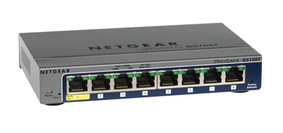 GS108TNA NetGear ProSafe 8-Ports 10/100/1000Mbps Gigabit Ethernet Smart Desktop Switch (Refurbished)