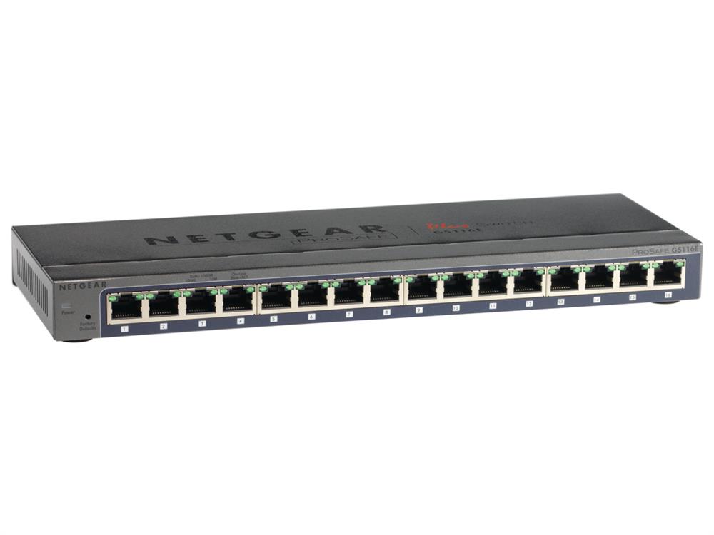 GS116E-100UKS NetGear ProSafe Plus 16-Ports 10/100/1000Mbps RJ45 Gigabit Ethernet Switch (Refurbished)