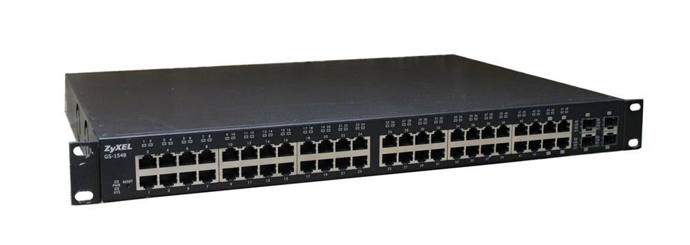 GS1548 Zyxel GS-1548 Managed Ethernet Switch 4 x SFP (mini-GBIC) Shared 44 x 10/100/1000Base-T LAN 4 x 10/100/1000Base-T (Refurbished)