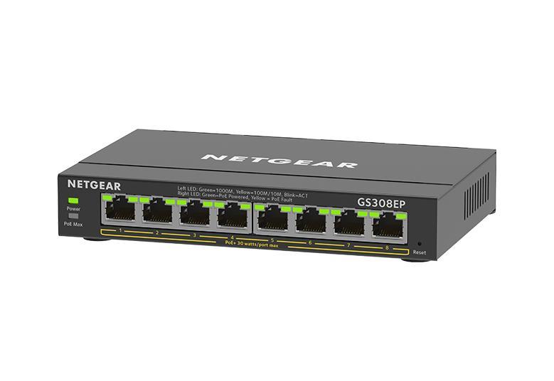 GS308EPP-100NAS Netgear 8-Port Gigabit Ethernet PoE+ Smart Managed Plus Switch - 8 Ports - Manageable - 2 Layer Supported - 123 W PoE Budget - Twisted Pair - PoE Ports - Wall Mountable, Desktop, Rack-mountable - 5  (Refurbished)