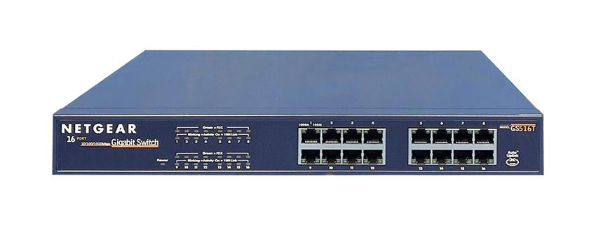 GS516T NetGear ProSafe 16-Ports 100/1000Mbps RJ45 Copper Gigabit Switch (Refurbished)