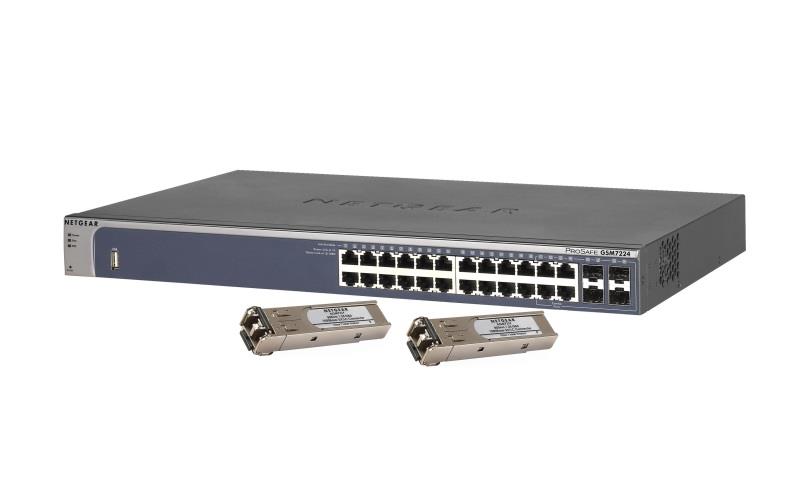 GSM7224SK-200EUS NetGear ProSafe 24-Ports Gigabit Layer 2 Managed Switch with 2 x AGM731F modules (Refurbished)