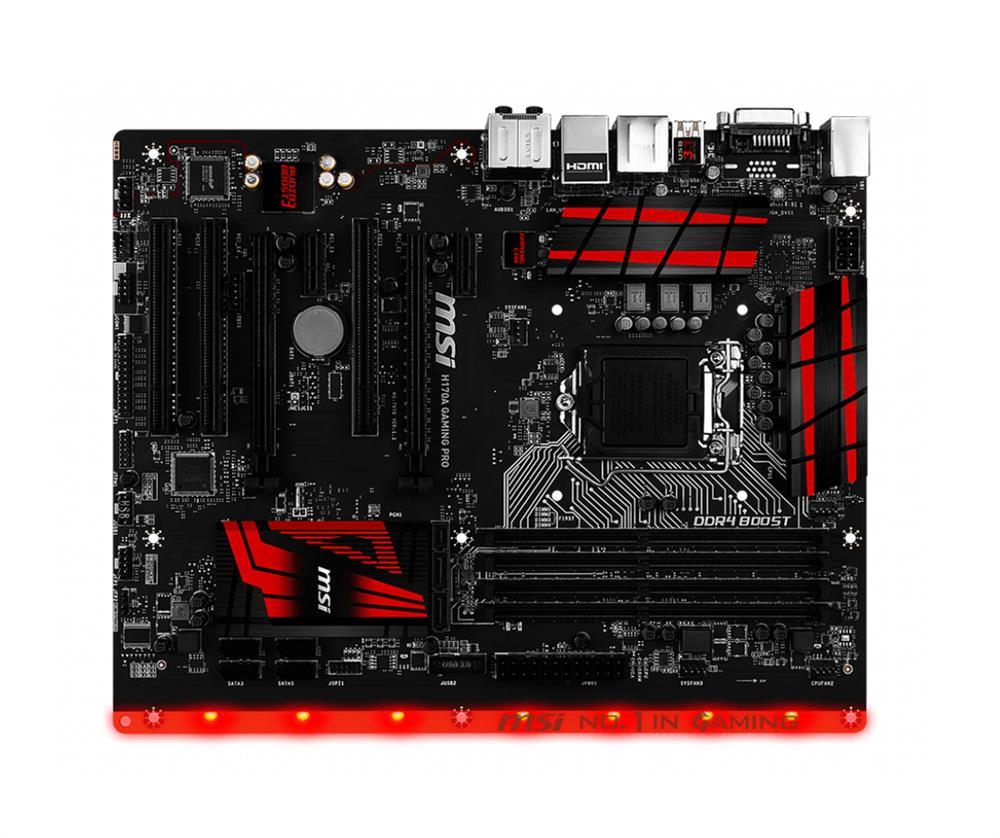 H170A GAMING PRO MSI Socket LGA 1151 Intel H170 Chipset 6th Generation Core i7 / i5 / i3 / Pentium / Celeron Processors Support DDR4 4x DIMM 6x SATA 6.0Gb/s ATX Motherboard (Refurbished)