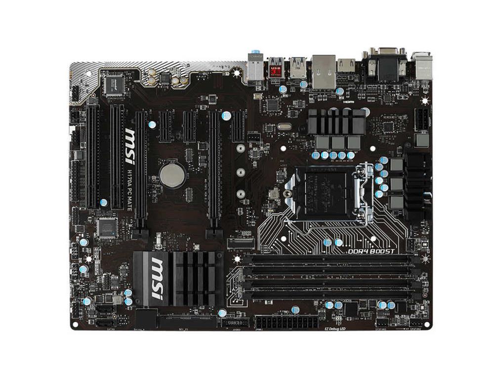 H170A PC MATE MSI Socket LGA 1151 Intel H170 Chipset 6th Generation Core i7 / i5 / i3 / Pentium / Celeron Processors Support DDR4 4x DIMM 6x SATA 6.0Gb/s ATX Motherboard (Refurbished)