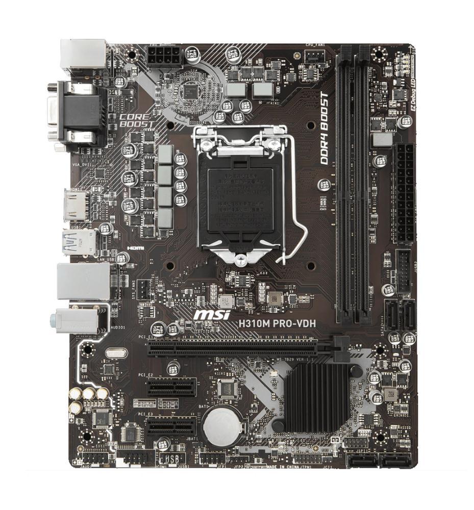 H310M PRO-VDH MSI Socket LGA 1151 Intel H310 Chipset 8th Generation Core i7 / i5 / i3 / Pentium Gold / Celeron Processors Support DDR4 2x DIMM 4x SATA 6.0Gb/s Micro-ATX Motherboard (Refurbished)