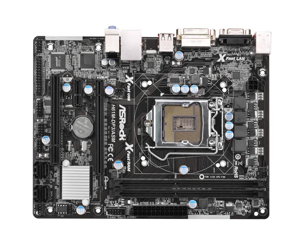 H61M-DP3/ASM ASRock Intel H61 Chipset Socket LGA1155 micro-ATX Motherboard (Refurbished)