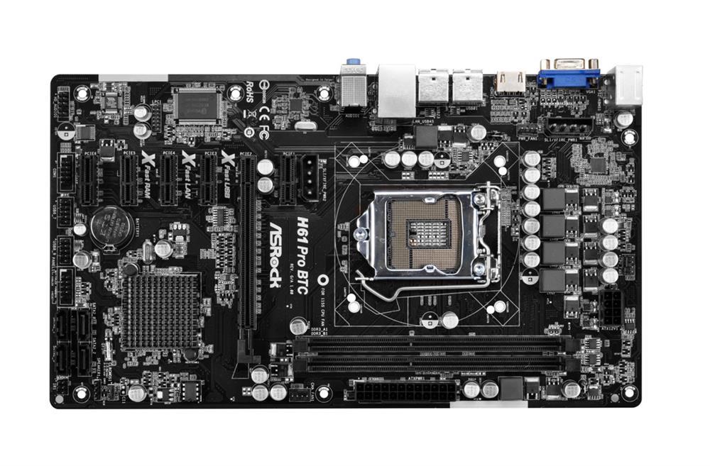 H61PROBTC ASRock H61 Pro Btc Motherboard Core i7/i5/i3/xeon/pentium/celeron LGA11 (Refurbished)