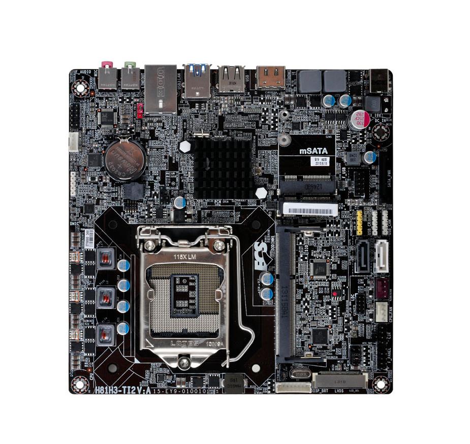H81H3TI2 ECS Motherboard H81h3-ti2 Thin Mini-itx LGA1150 H81 DDR3 8GB Mini-PCi Express SATA Usb   (Refurbished)