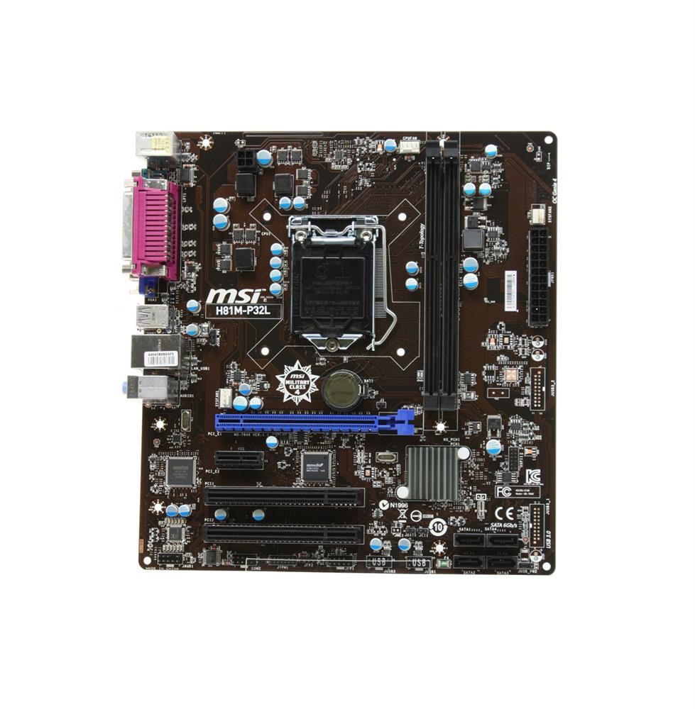 H81M-P32L MSI Socket 1150 Chipset H81 2 x DDR3 4 x SATA PCIe x16 USB 2.0 micro-ATX System Board (Refurbished)