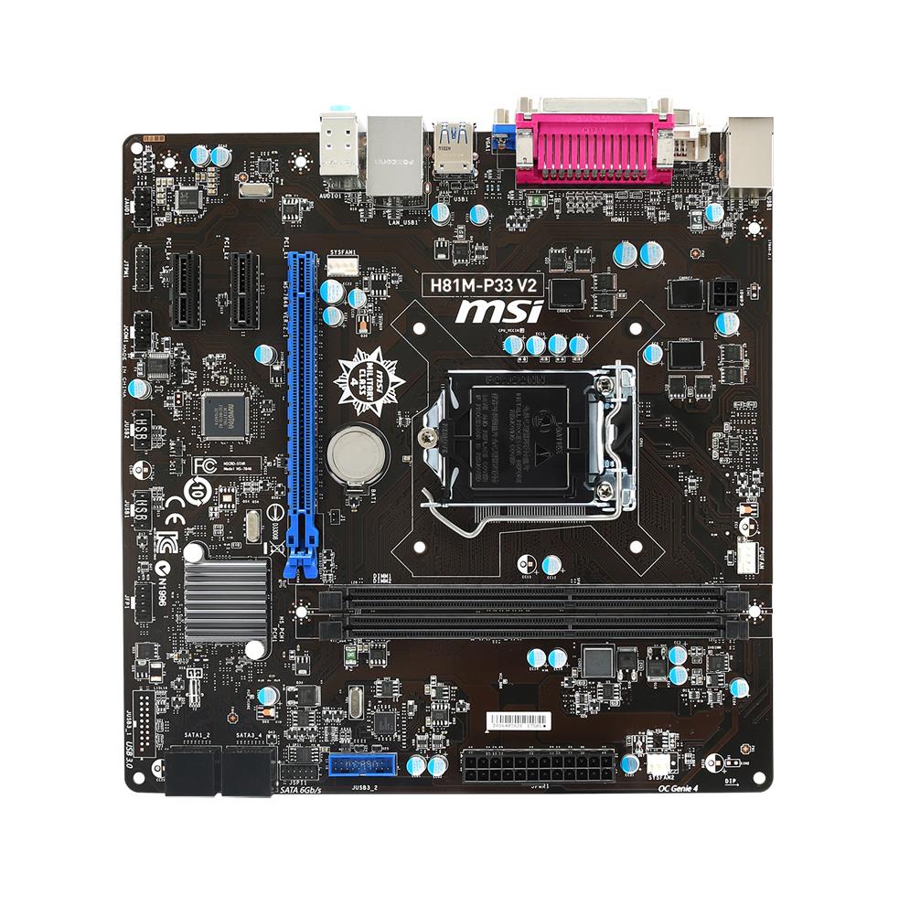 H81MP33V2 MSI H81m-p33 V2 Core i7 H81 LGA1150 DDR3 SATA PCi Express USB VGA/DVI micro-ATX Motherboard P/N (Refurbished)