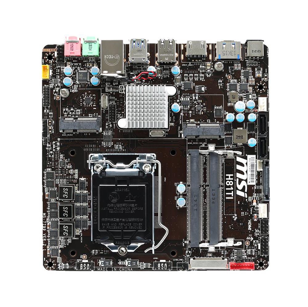 H81TI MSI Socket 1150 Chipset H81 DDR3 SATA 3GBps PCIe 2.0 USB 3.0 mini-ITX System Board (Refurbished)