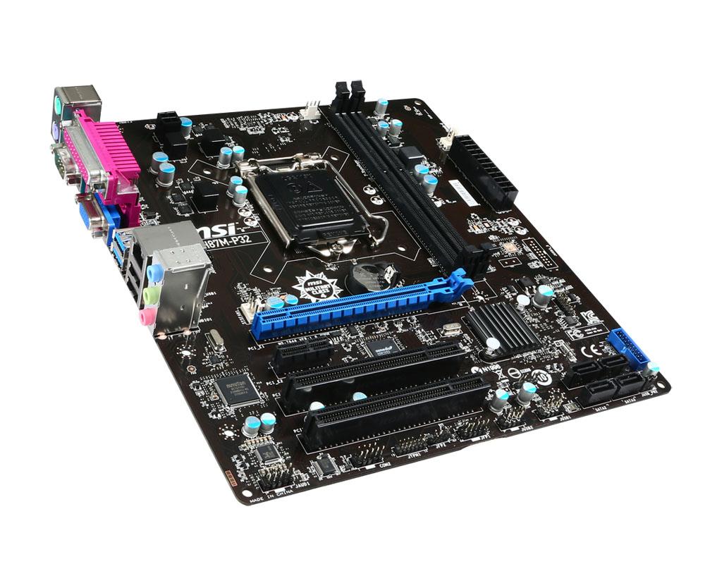 H87M-P32 MSI Intel LGA1150 H87 2DDR3 4USB3.0 6USB2.0GBe Lan VGA Micro-ATX Motherboard (Refurbished)
