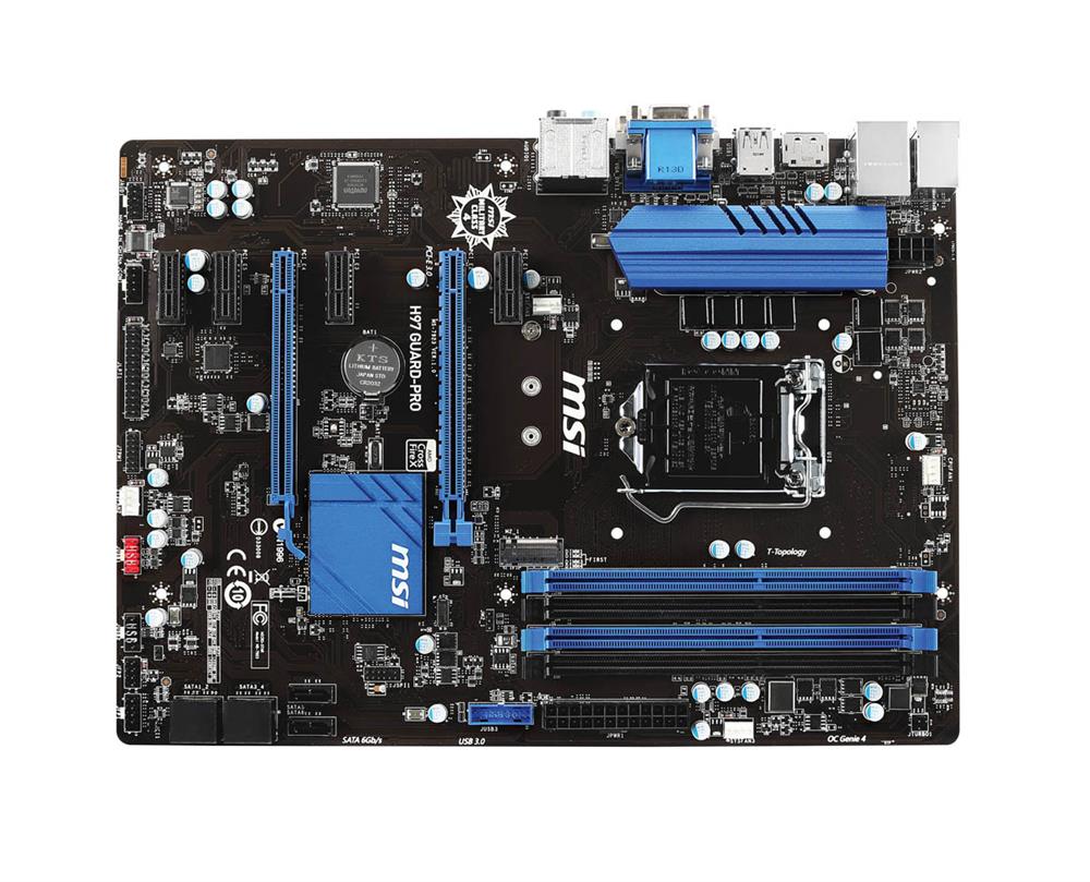 H97 GUARD-PRO MSI Socket LGA 1150 Intel H97 Expres Chipset 4th/5th Generation Core i7 / i5 / i3 / Pentium / Celeron Processors Support DDR3 4x DIMM 6x SATA 6.0Gb/s ATX Motherboard (Refurbished)