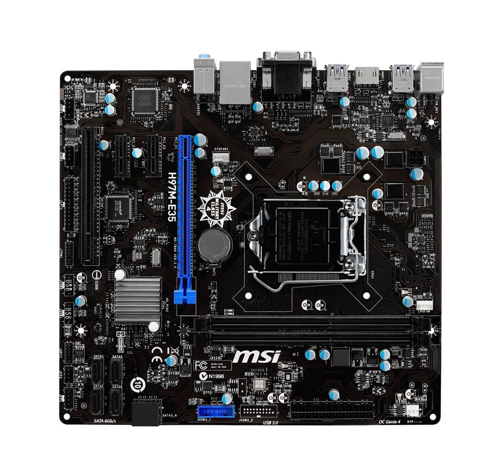 H97M-E35 MSI Socket-1150 Chipset H97 DDR3 SATA 6GBps PCIe 3.0 x16 USB 3.0 micro-ATX System Board (Refurbished)