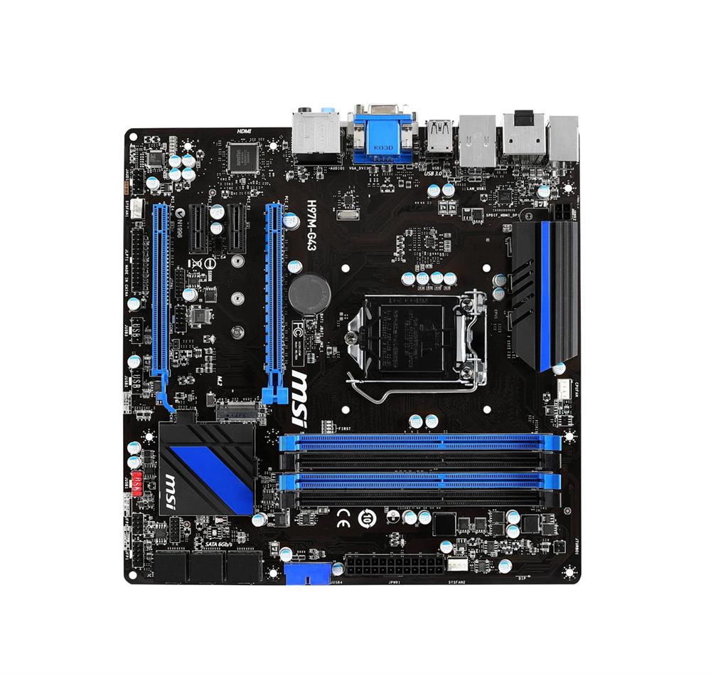 H97M-G43 MSI Socket-1150 Chipset H97 DDR3 SATA 6GBps PCIe 3.0 x16 USB 3.0 micro-ATX System Board (Refurbished)