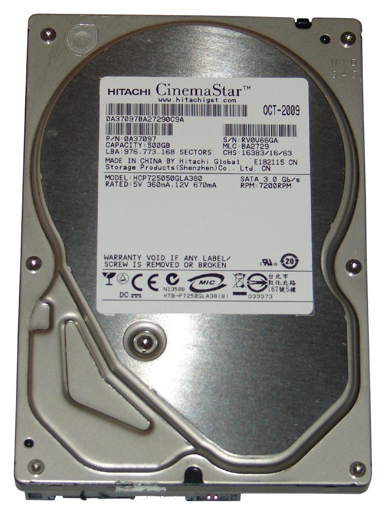 HCP725050GLA380 Hitachi CinemaStar P7K500 500GB 7200RPM SATA 3Gbps 8MB Cache 3.5-inch Internal Hard Drive