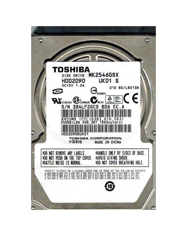 HDD2D90 Toshiba 250GB 5400RPM SATA 3Gbps 8MB Cache 2.5-inch Internal Hard Drive