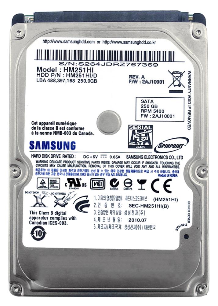 HM251HI/D Samsung Spinpoint M7E 250GB 5400RPM SATA 3Gbps 8MB Cache 2.5-inch Internal Hard Drive