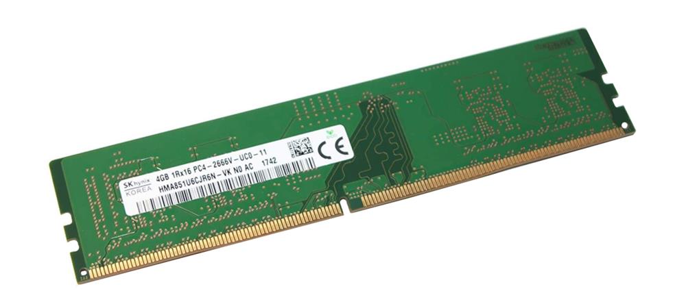 HMA851U6CJR6N-VKN0 Hynix 4GB PC4-21300 DDR4-2666MHz non-ECC Unbuffered CL19 288-Pin DIMM 1.2V Single Rank Memory Module
