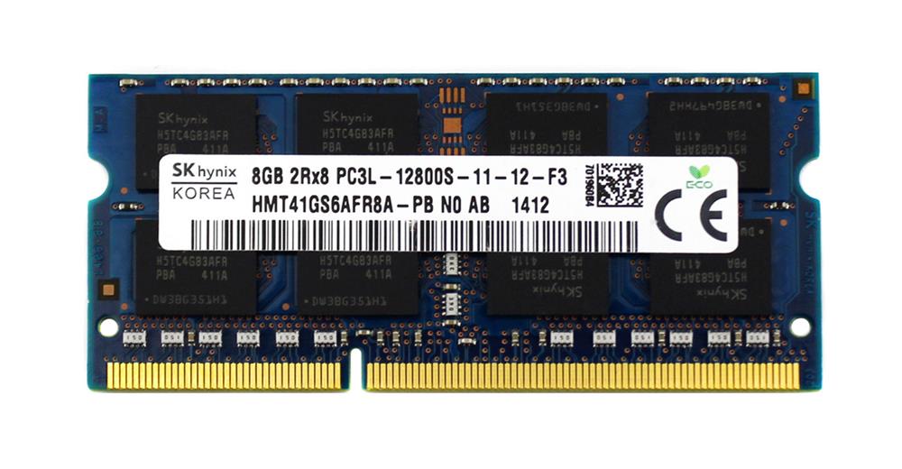HMT41GS6AFR8A-PBN0-AB Hynix 8GB PC3-12800 DDR3-1600MHz non-ECC Unbuffered CL11 204-Pin SoDimm 1.35V Low Voltage Dual Rank Memory Module