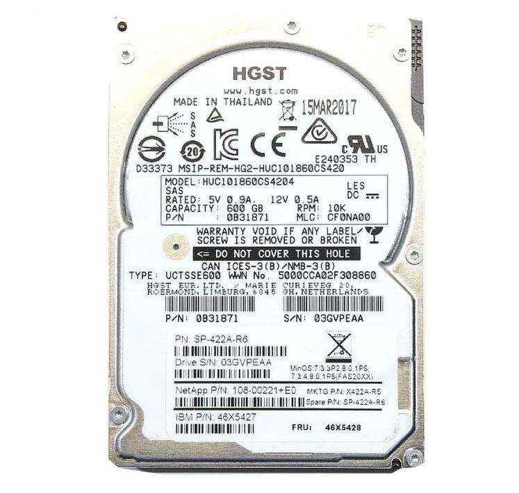 HUC101860CS4204 HGST Hitachi Ultrastar C10K1800 600GB 10000RPM SAS 12Gbps 128MB Cache (SE / 512e) 2.5-inch Internal Hard Drive