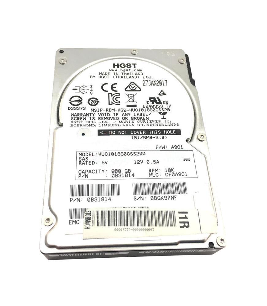 HUC101860CSS200-03-C HGST Hitachi Ultrastar C10K1800 600GB 10000RPM SAS 12Gbps 128MB Cache (ISE / 512n) 2.5-inch Internal Hard Drive