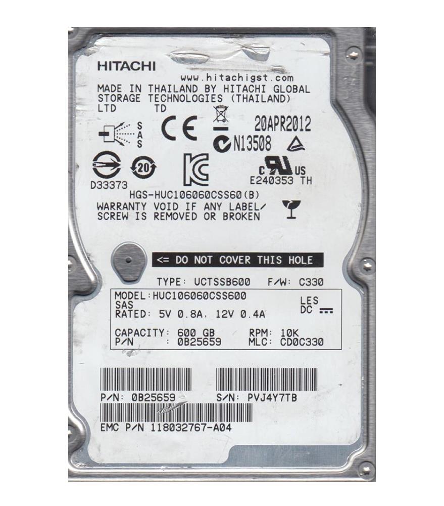 HUC106060CSS60 EMC 600GB 10000RPM SAS 6Gbps 64MB Cache 2.5-inch Internal Hard Drive