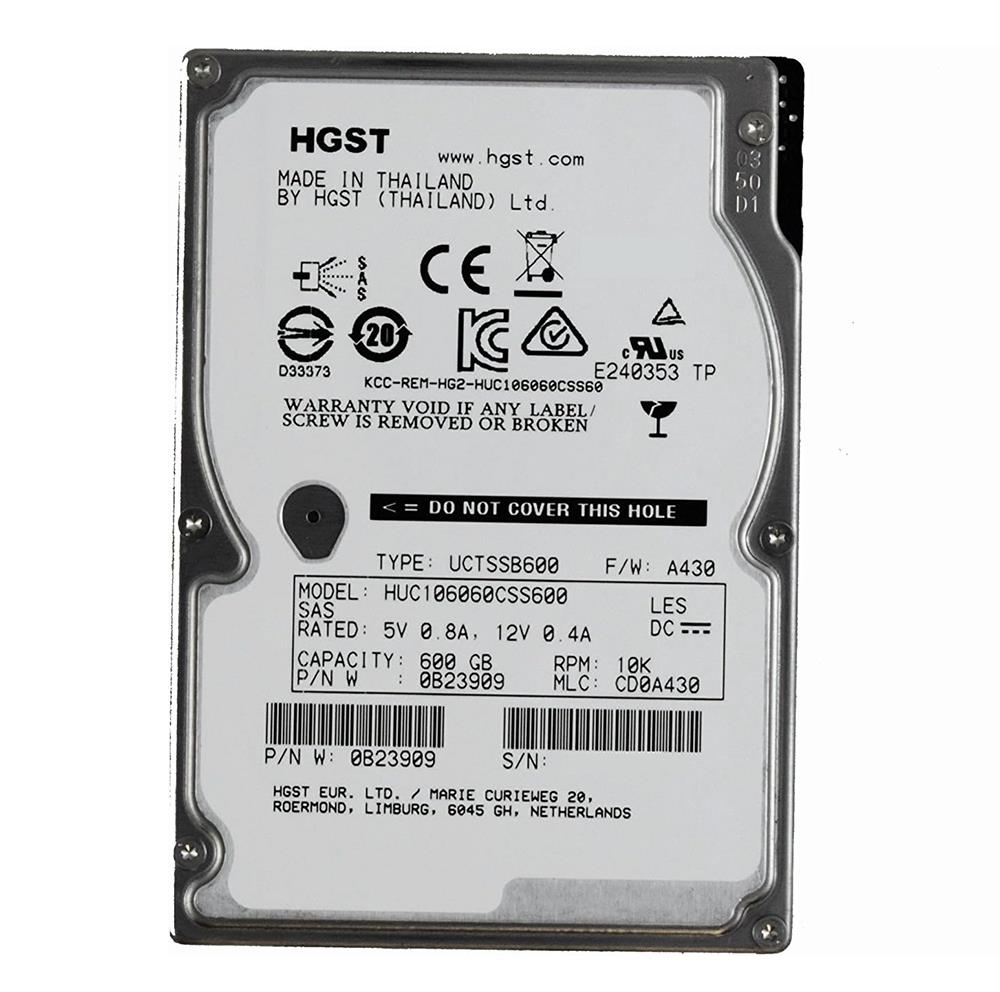 HVC106060CSS600 HGST Hitachi Ultrastar C10K600 600GB 10000RPM SAS 6Gbps 64MB Cache 2.5-inch Internal Hard Drive
