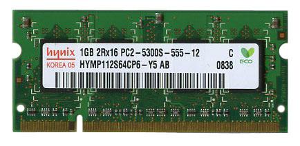 HYMP112S64CP6-Y5 Hynix 1GB PC2-5300 DDR2-667Mhz non-ECC Unbuffered CL5 200-Pin SoDimm Dual Rank Memory Module