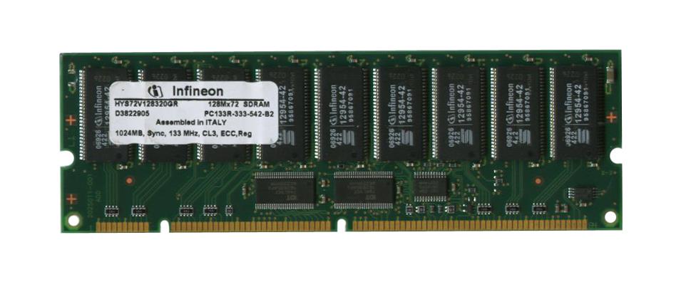 HYS72V128320GR-7.5-C Infineon 1GB PC133 133MHz ECC Unbuffered CL2 168-Pin DIMM Memory Module