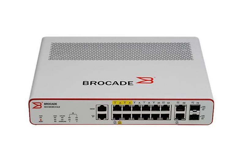ICX6430-C12 Brocade 1Gbps 12-Ports Compact Switch 4 PoE+ 68W total 2-Ports 10/100 1 SFP, Fanless (Refurbished)