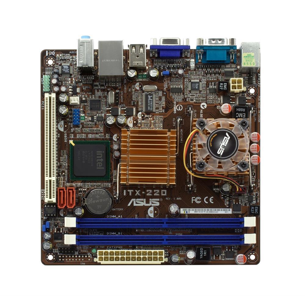 ITX-220/B ASUS ITX-220 Socket M Intel 945GC + ICH7 Chipset Intel Celeron 220 Processors Support DDR2 2x DIMM 2x SATA 3.0Gb/s Mini-ITX Motherboard (Refurbished)