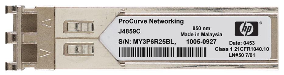 1990-3677 HP ProCurve J4859C 1Gbps 1000Base-LX Single-mode Fiber 10km 1310nm Duplex LC Connector SFP (mini-GBIC) Transceiver Module