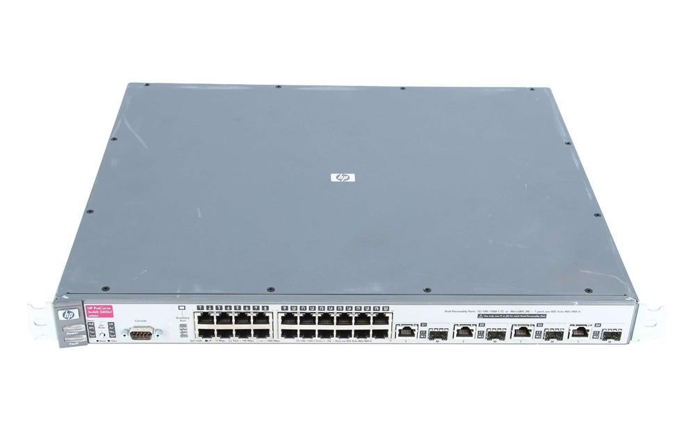 J4905A-ABB HP ProCurve 3400CL-24G 20-Ports 10/100/1000Base-T RJ-45 Manageable Stackable Rack-mountable Ethernet Switch with 4x SFP Ports and 1x Expansion Port (Refurbished)