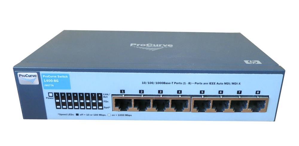J9077A#ABA HP ProCurve 1400-8G Unmanaged Gigabit Ethernet Switch 8 x 10/100/1000Base-T SFP LAN (Refurbished)