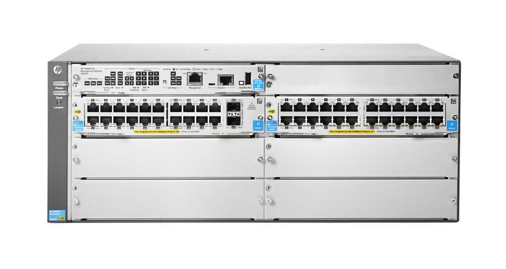 J9824-61001 HP 5406R 44G PoE+ 4SFP v2 ZL2 Switch 44 x RJ-45 Autosensing 10/100/1000 Ports (Refurbished)