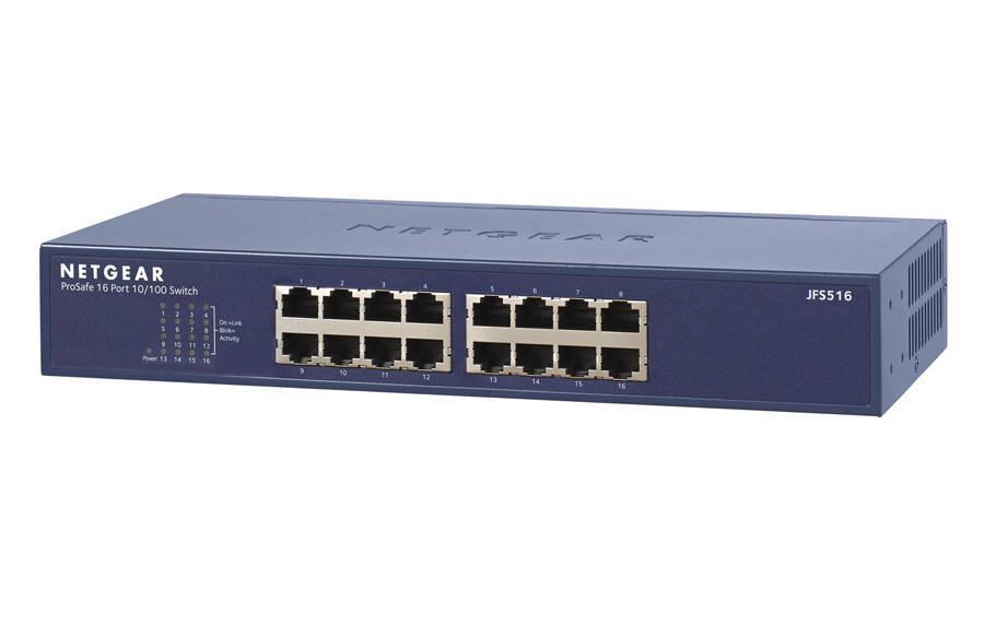 JFS516NA NetGear ProSafe 16-Ports 10/100Mbps RJ45 Fast Ethernet Rackmount Switch (Refurbished)
