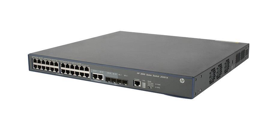 JG301-61101 HP 3600-24-PoE+ V2 EI 24-Ports 100Base-TX 2-Ports 1000Base-T 4-Ports SFP (mini GBIC) Managed Gigabit Ethernet Switch (Refurbished)