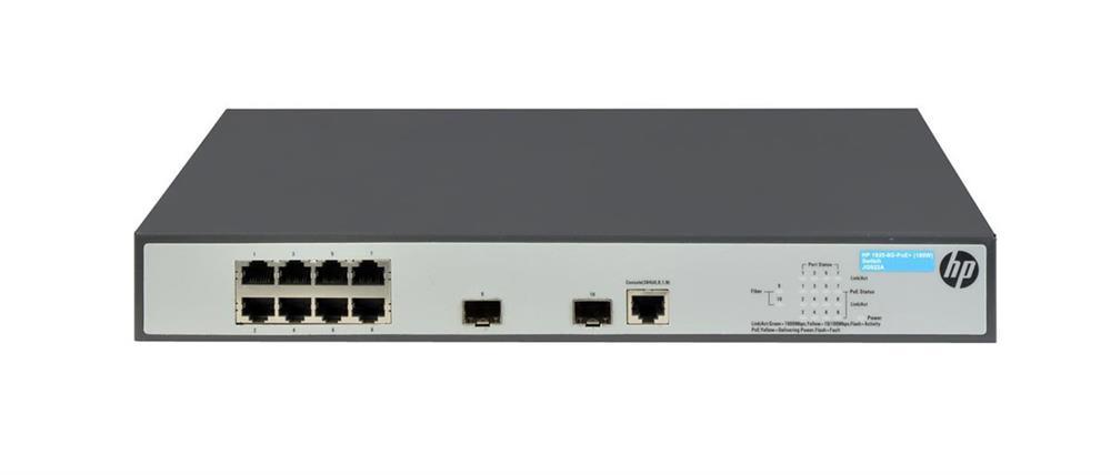 JG922A HP 8-Ports 10/100/1000 PoE+, 2-Port SFP 1000BASE-X, Web Managed Rackmountable Gigabit Switch (Refurbished)