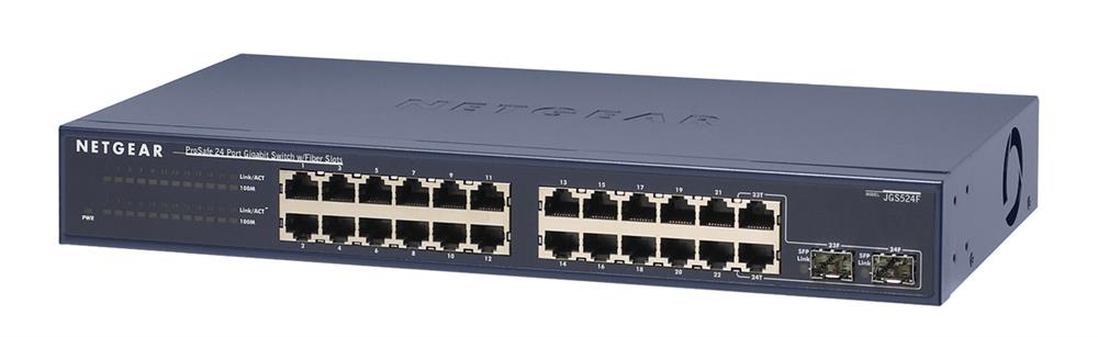 JGS524F NetGear ProSafe 24-Ports 10/100/1000Mbps RJ45 Gigabit Rackmount Switch With 2 SFP Slots (Refurbished)