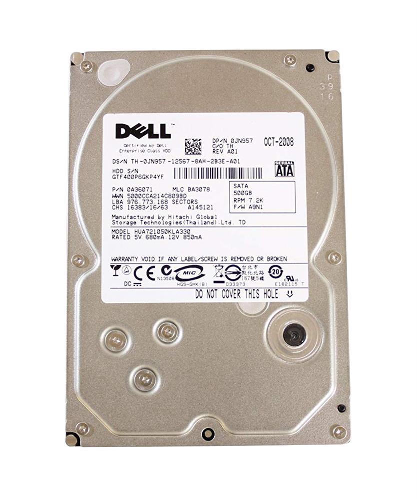 JN957 Dell 500GB 7200RPM SATA 3Gbps Hot Swap 32MB Cache 3.5-inch Internal Hard Drive