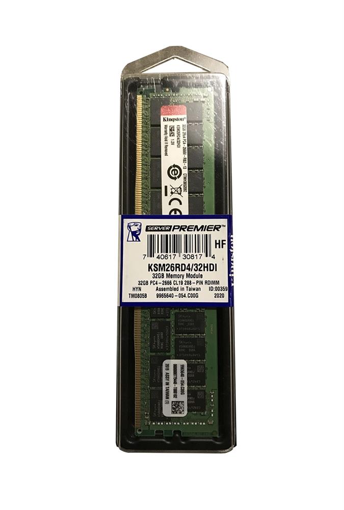 KSM26RD4/32HDI Kingston 32GB PC4-21300 DDR4-2666MHz Registered ECC CL19 288-Pin DIMM 1.2V Dual Rank Memory Module (Hynix D IDT)