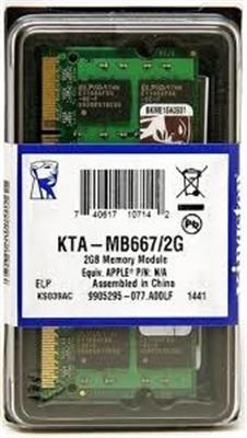 KTA-MB667/2G-A1 Kingston 2GB PC2-5300 DDR2-667MHz non-ECC Unbuffered CL5 200-Pin SoDimm Dual Rank Memory Module